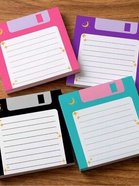 Retro Floppy Disk Sticky Notes - Pack of 4 - NIP